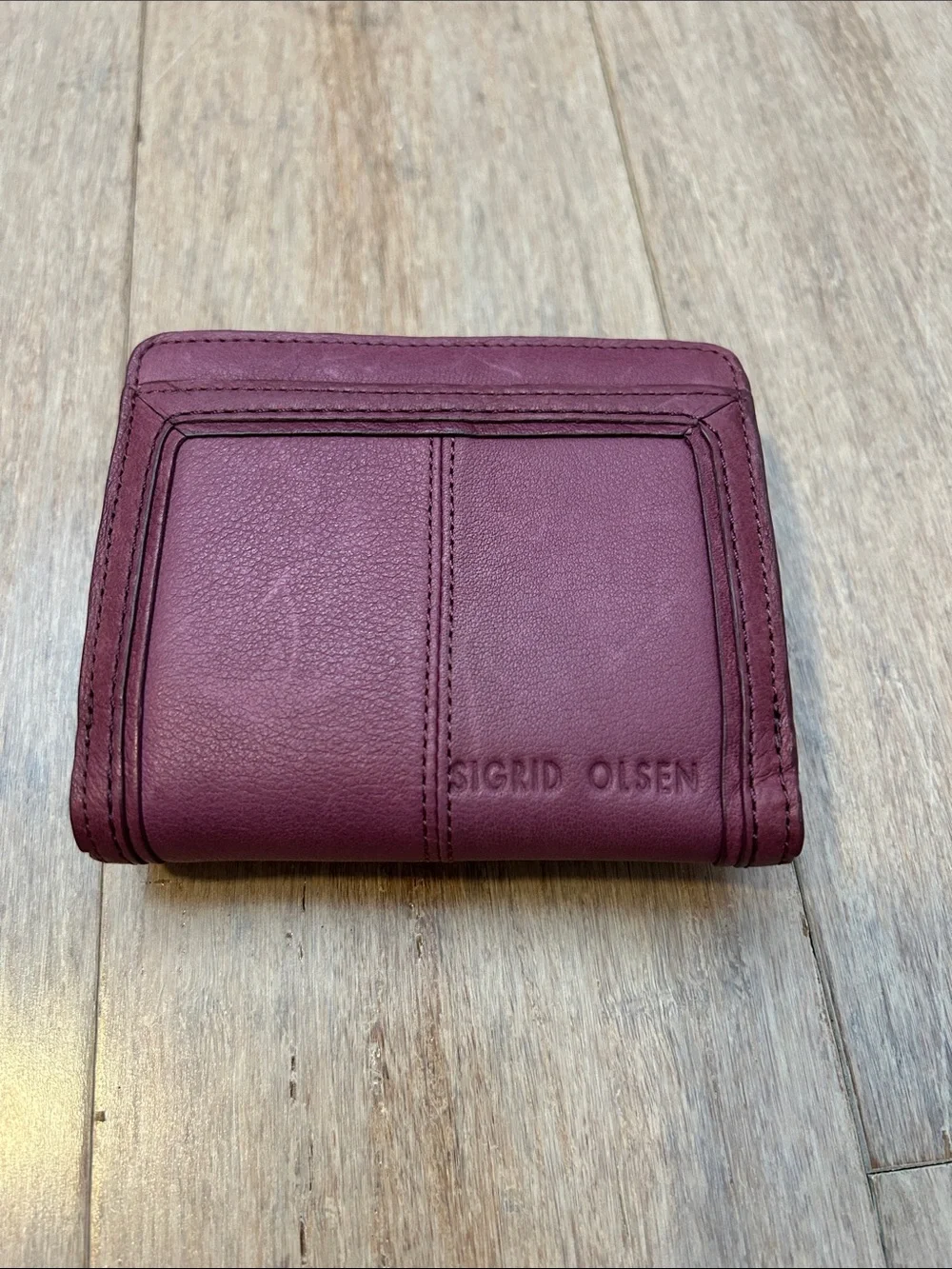 Sigrid Olsen Berry Leather Snap Wallet tons of card slots zipper purse mini